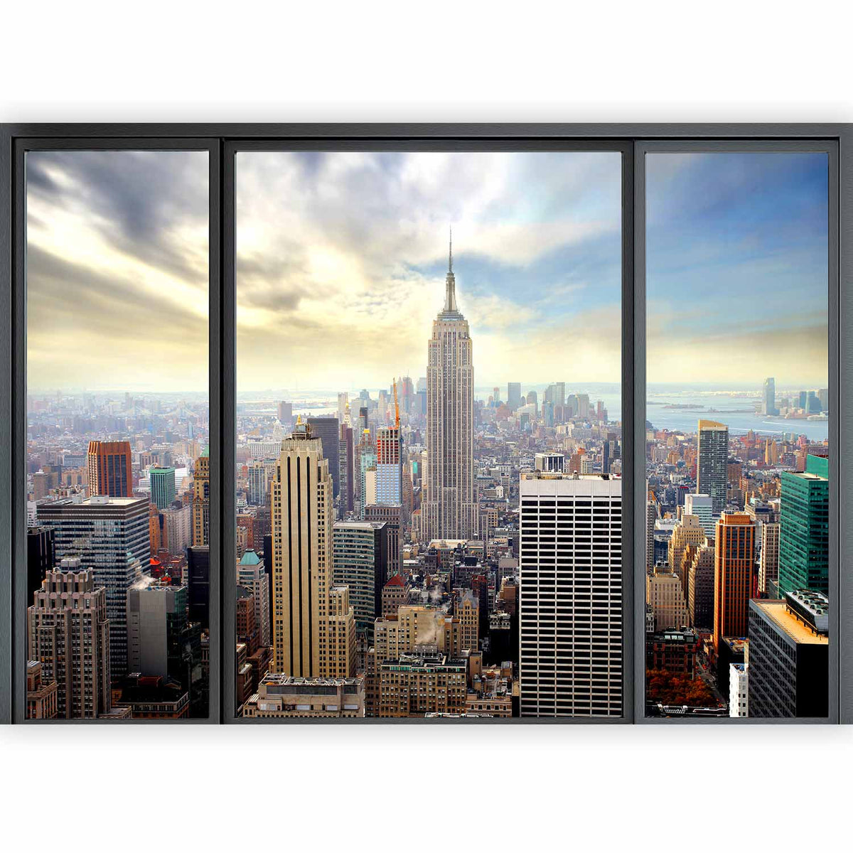 Fotobehang City behind glass