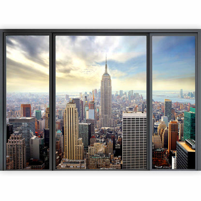 Fotobehang City behind glass