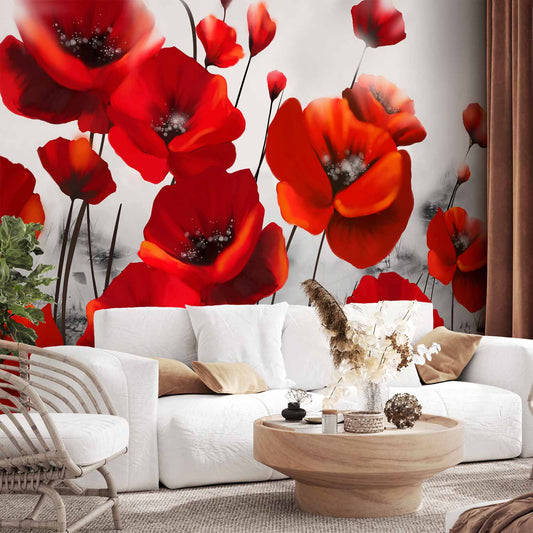 Fotobehang Poppies in the Moonlight