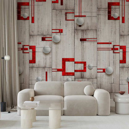 Behang Beton en Rood — sfeerfoto 1
