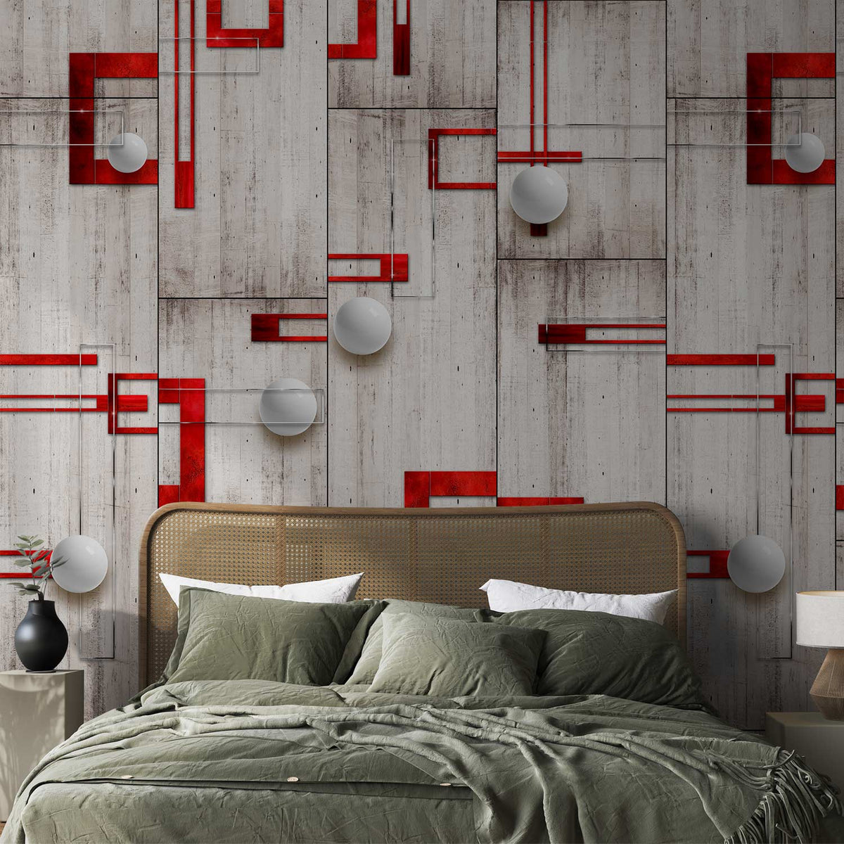 Behang Beton en Rood — sfeerfoto 3