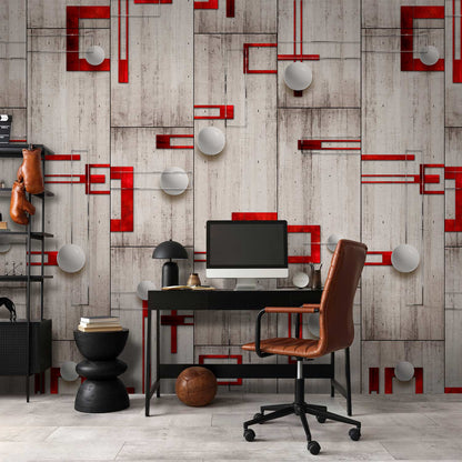 Behang Beton en Rood — sfeerfoto 4