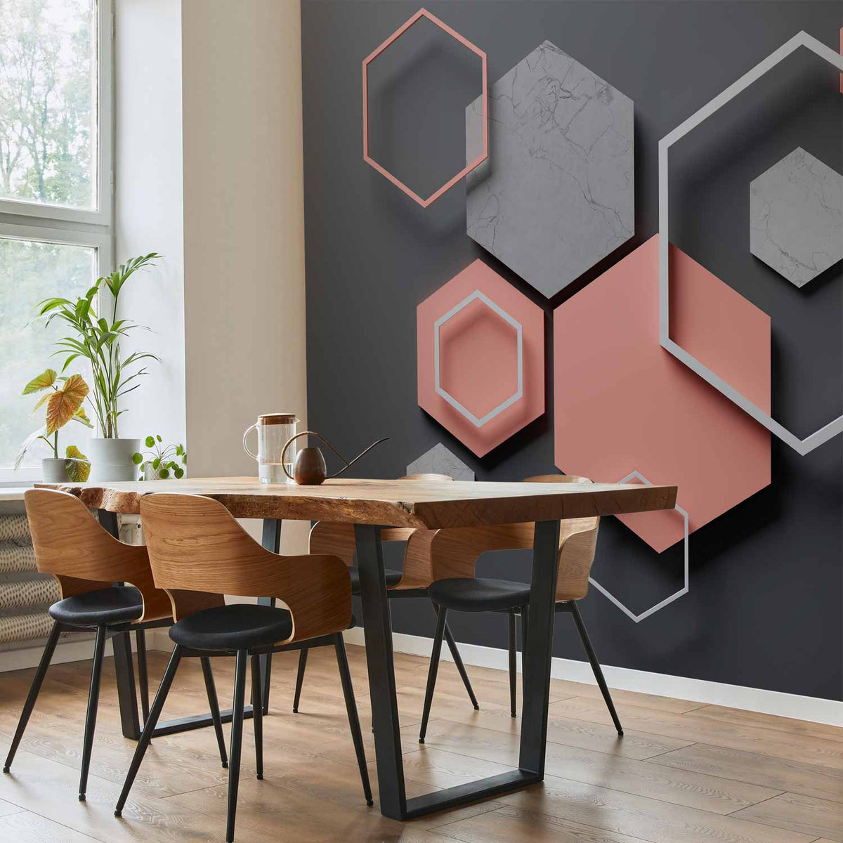 Fotobehang Hexagon Plan