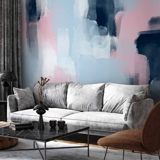 Fotobehang Harmonious colours - abstract with blue and pink shapes