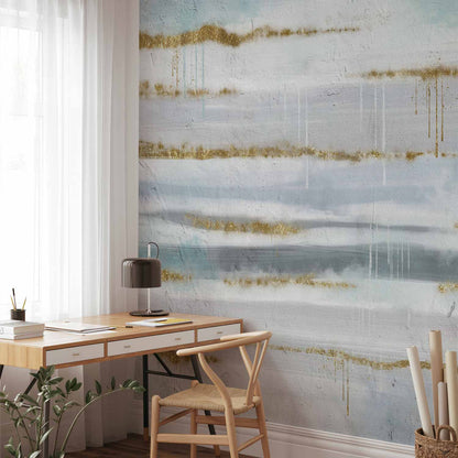 Fotobehang Modernist background - abstract stripes pattern with gold patterns
