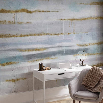 Fotobehang Modernist background - abstract stripes pattern with gold patterns