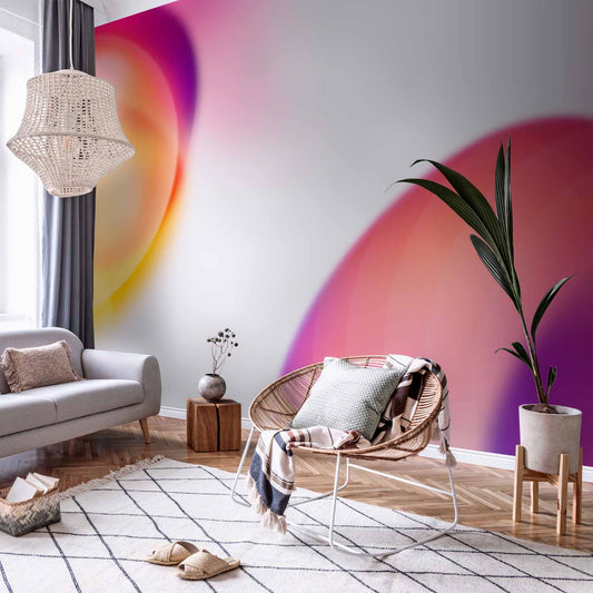 Fotobehang Abstraction - Shapes - Juicy Yellow and Violet-Pink