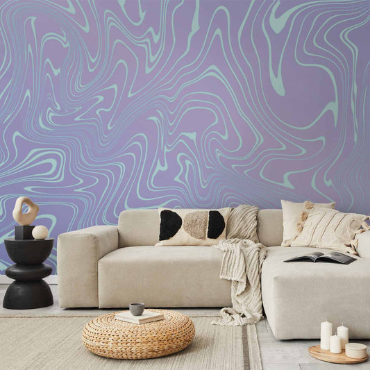 Fotobehang Sea Abstraction - Intriguing Composition of Wavy Shapes in Shades of Blue