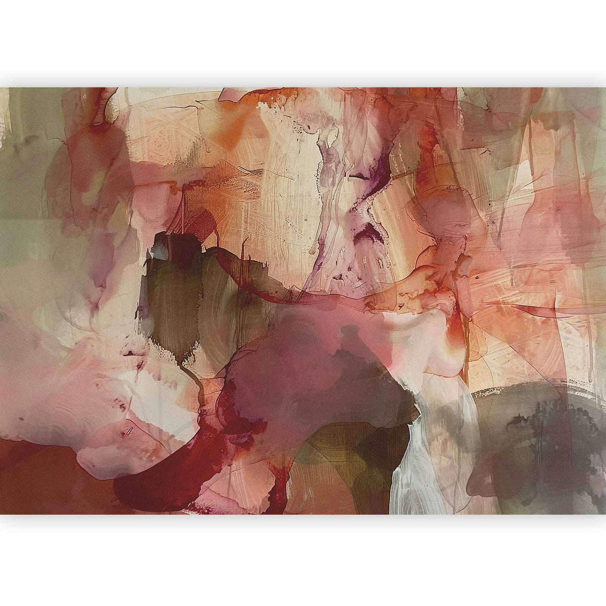 Fotobehang Spring composition – transparencies and forms in watercolor style