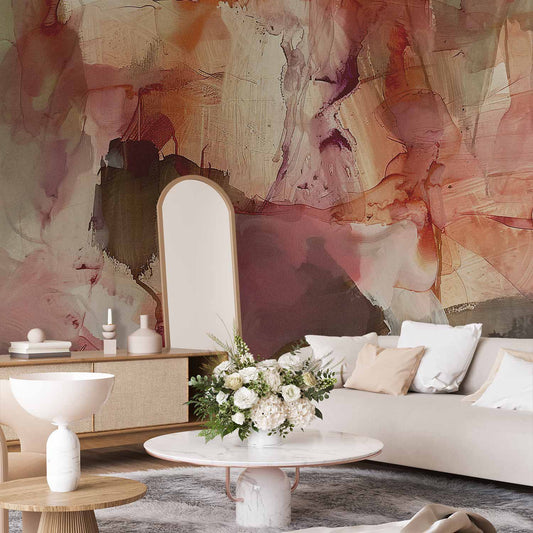 Fotobehang Spring composition – transparencies and forms in watercolor style