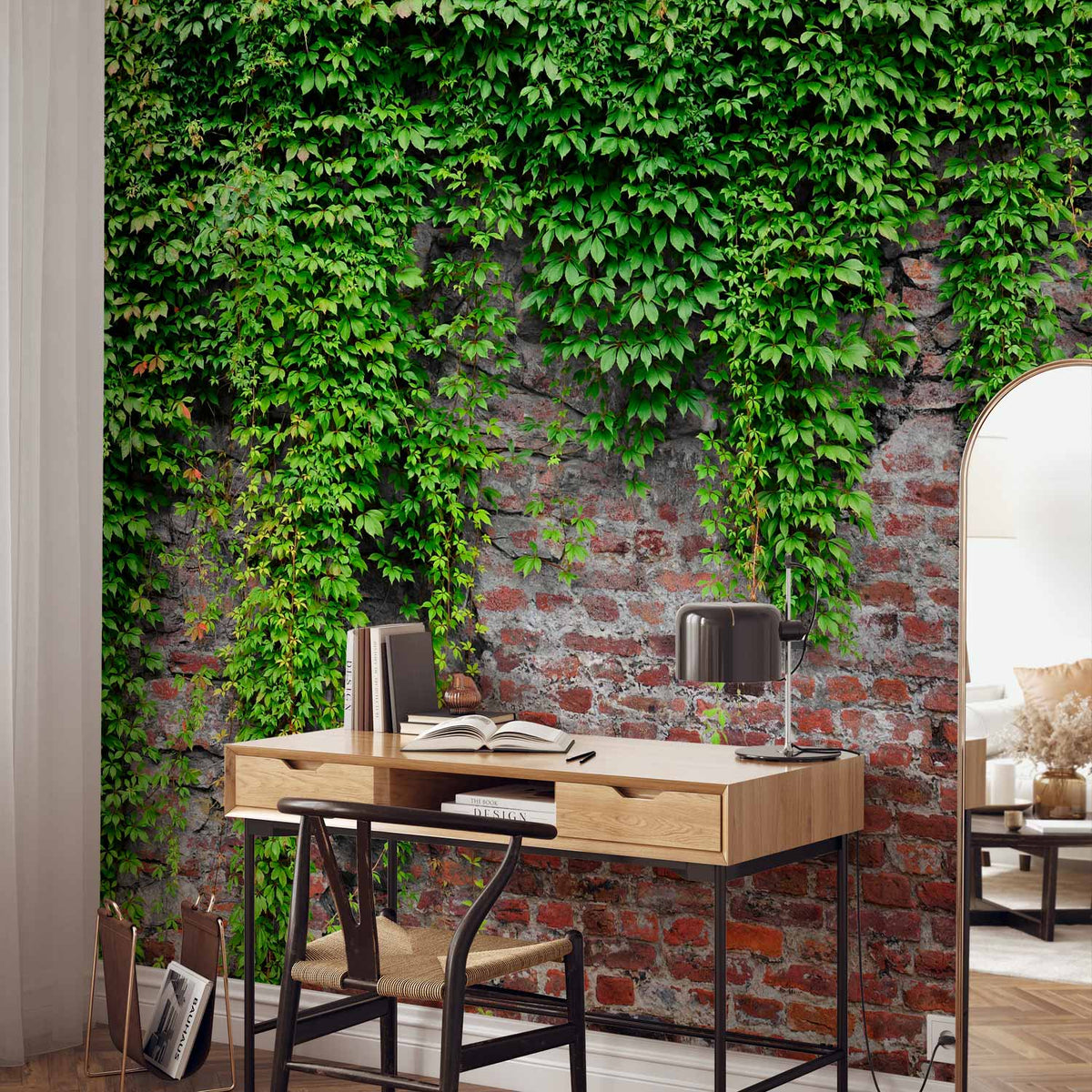 Fotobehang Brick and ivy