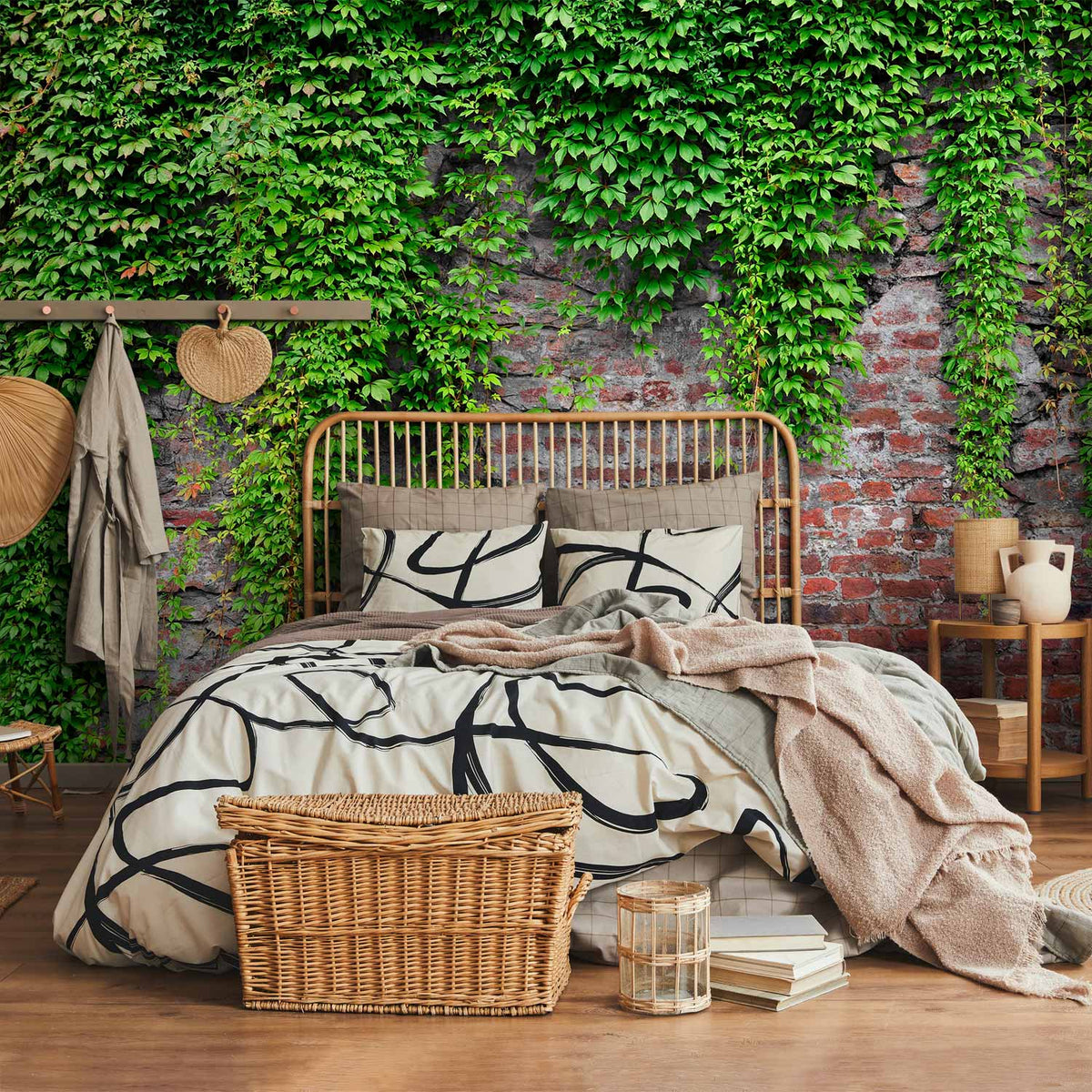 Fotobehang Brick and ivy