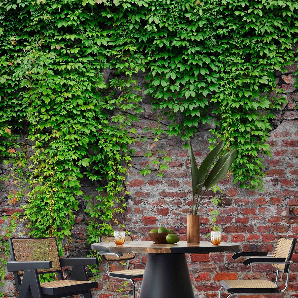 Fotobehang Brick and ivy
