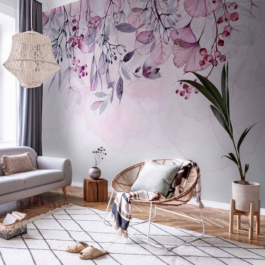 Fotobehang Foggy Nature - Pink