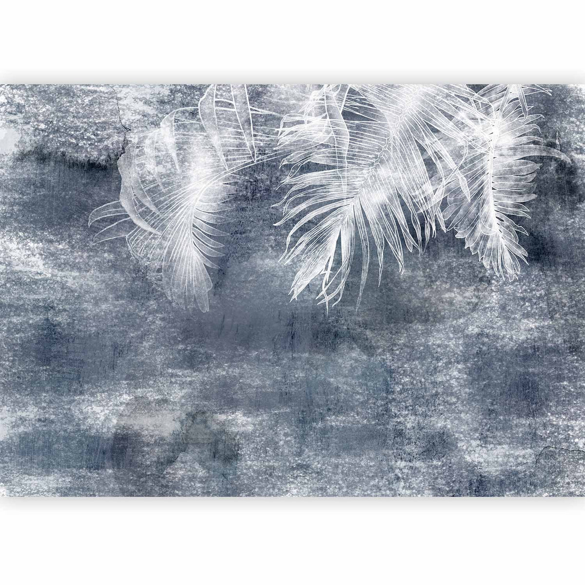 Fotobehang Abstraction with nature - exotic leaves on a blue background with pattern