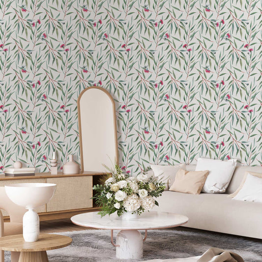 Behang Roze Knoppen — sfeerfoto 1
