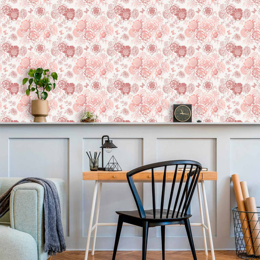 Behang Roze Bloemen — sfeerfoto 1