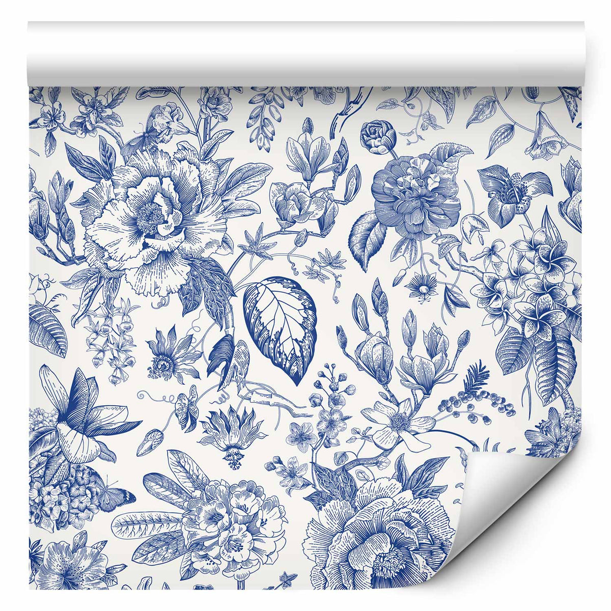 Behang Blauwe Bloesem — ontwerp