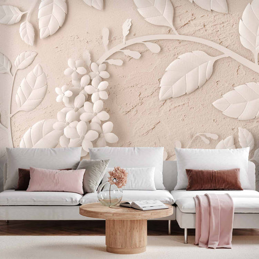 Fotobehang Paper Flowers (Beige)