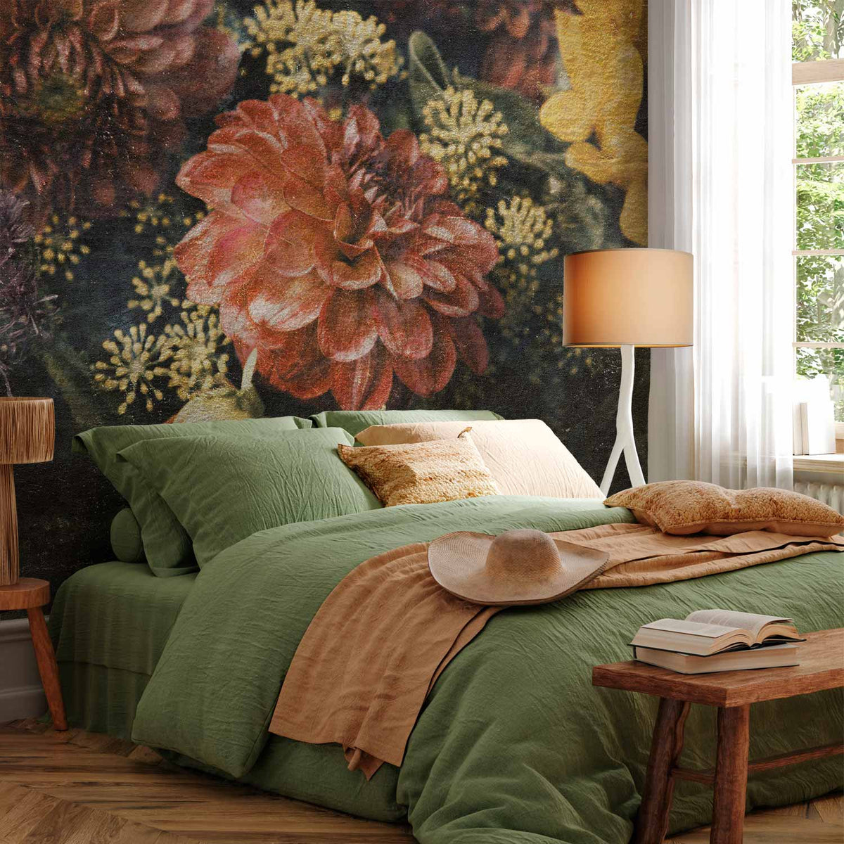 Fotobehang Retro Flowers - First Variant