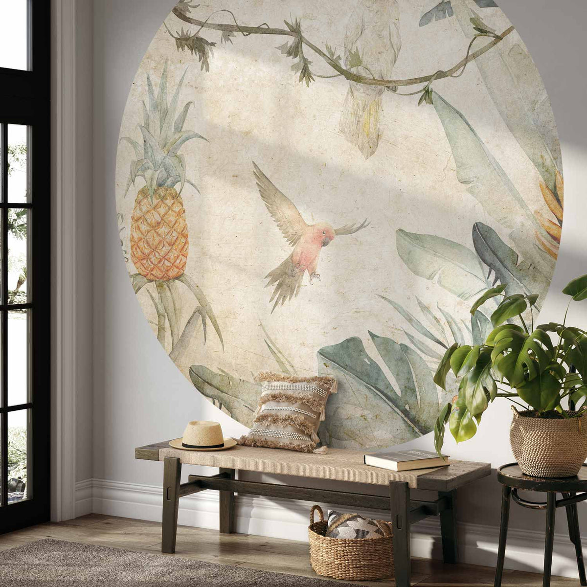 Rond fotobehang Junglepapegaaien — sfeerfoto 4