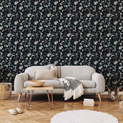 Behang Kruidentuin Blauw — sfeerfoto 1