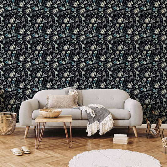 Behang Kruidentuin Blauw — sfeerfoto 1