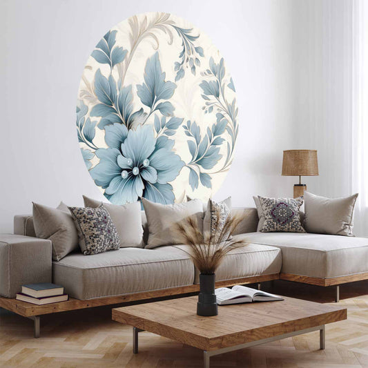 Rond fotobehang Turkooizen Bloemornament — sfeerfoto 1