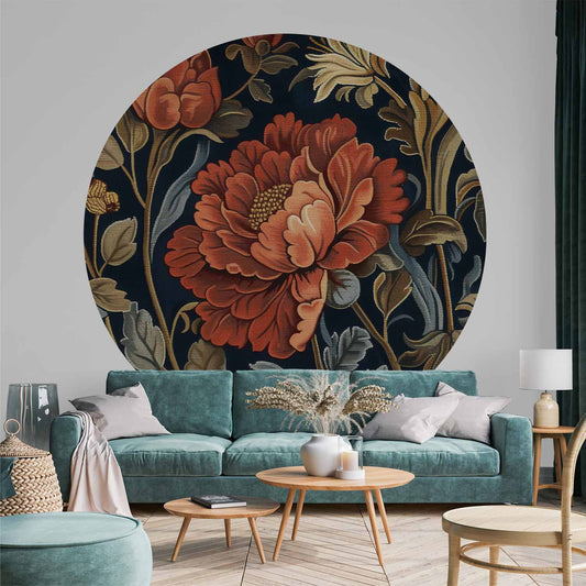 Rond fotobehang Retrobloemen — sfeerfoto 1