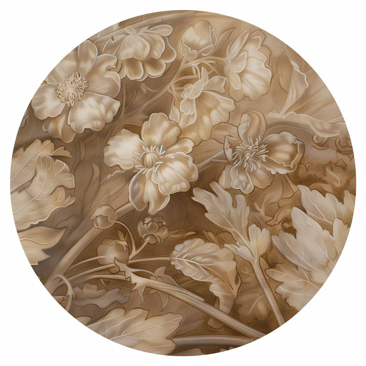 Rond fotobehang Bloemreliëf — ontwerp