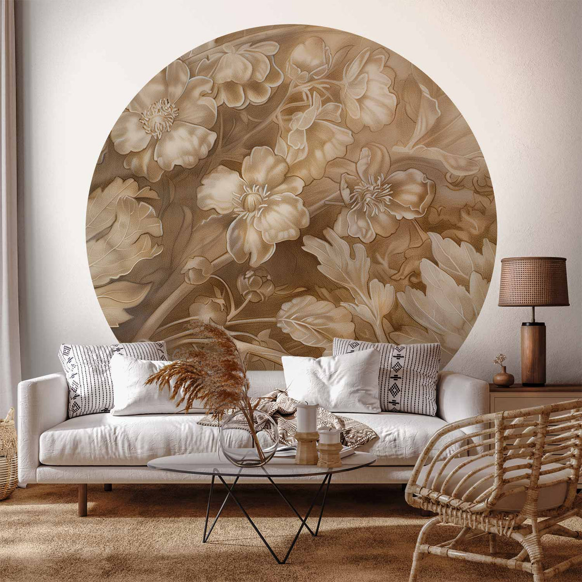 Rond fotobehang Bloemreliëf — sfeerfoto 1