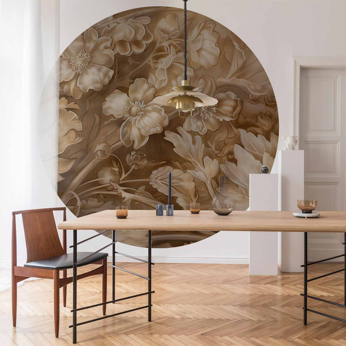 Rond fotobehang Bloemreliëf — sfeerfoto 4