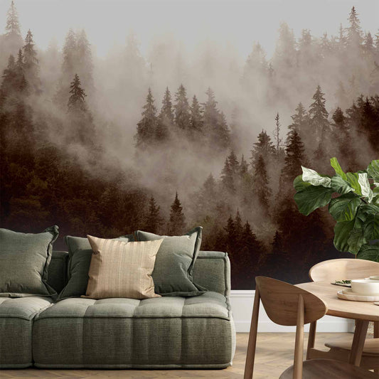 Fotobehang Mountain Forest (Sepia)