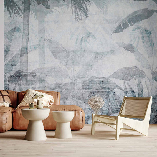 Fotobehang Vanishing jungle - landscape of exotic nature in blue tones