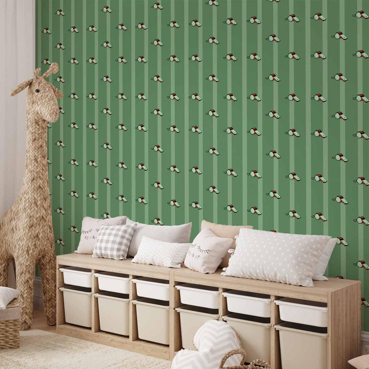 Behang Groene Sportfluitjes — sfeerfoto 4