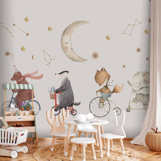 Fotobehang Subtle Animals Among the Stars (Watercolour)