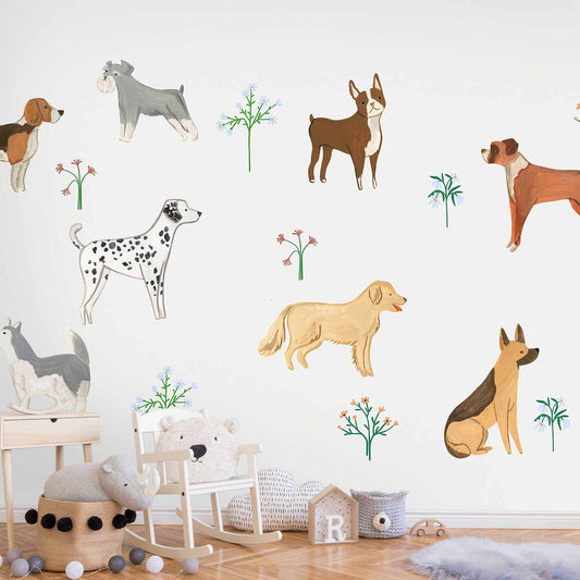Fotobehang Doggies - a Subtle Illustration for Children