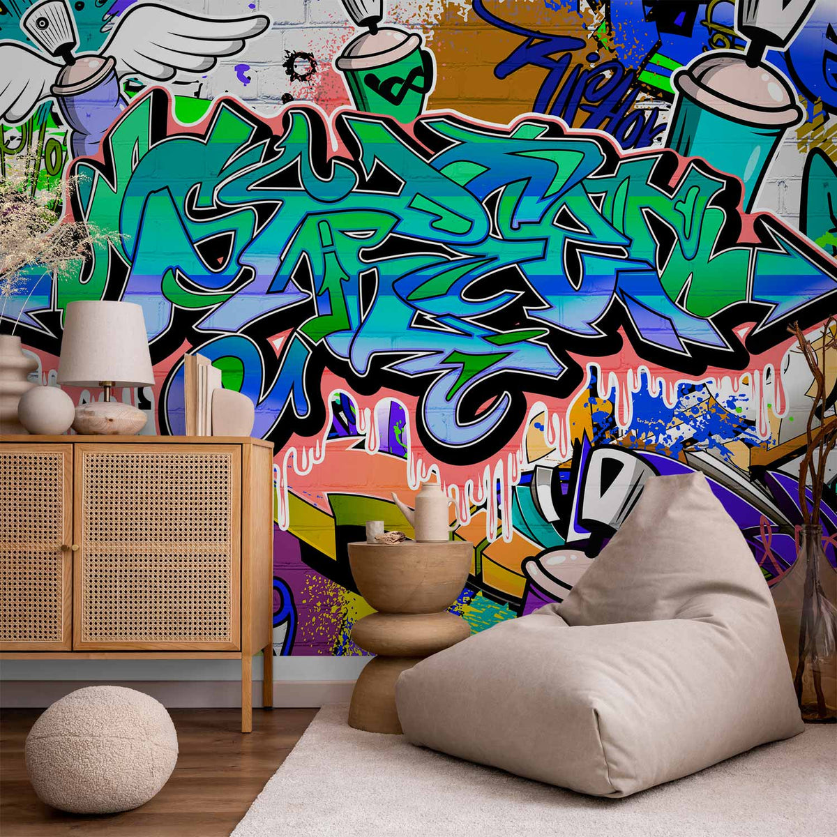 Fotobehang Graffiti: blue theme