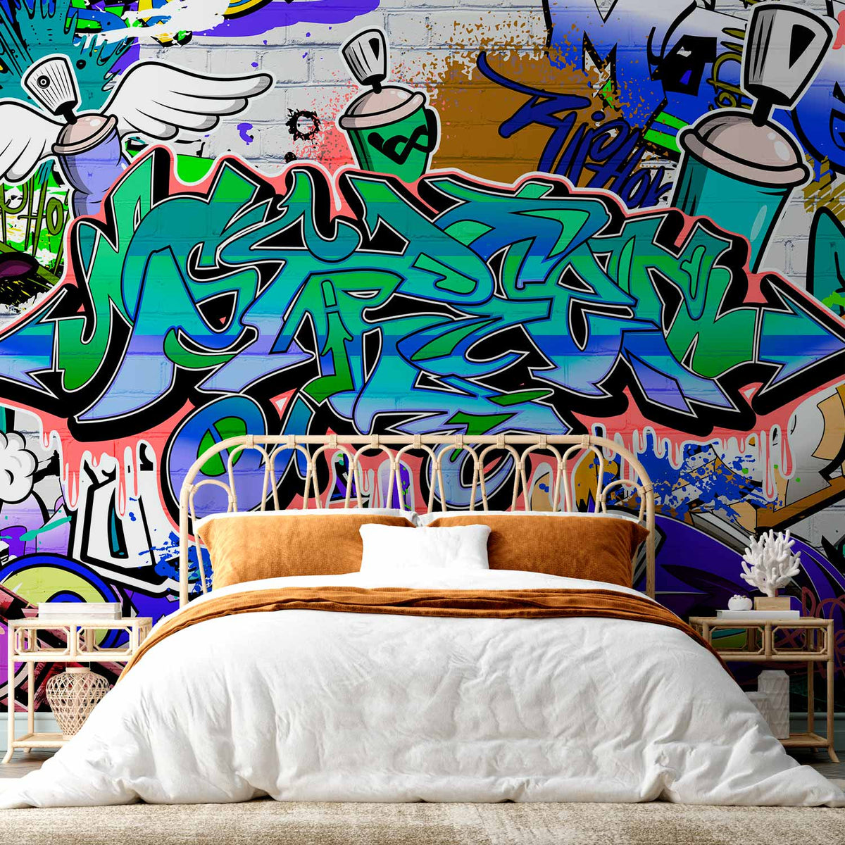 Fotobehang Graffiti: blue theme