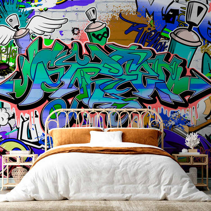 Fotobehang Graffiti: blue theme
