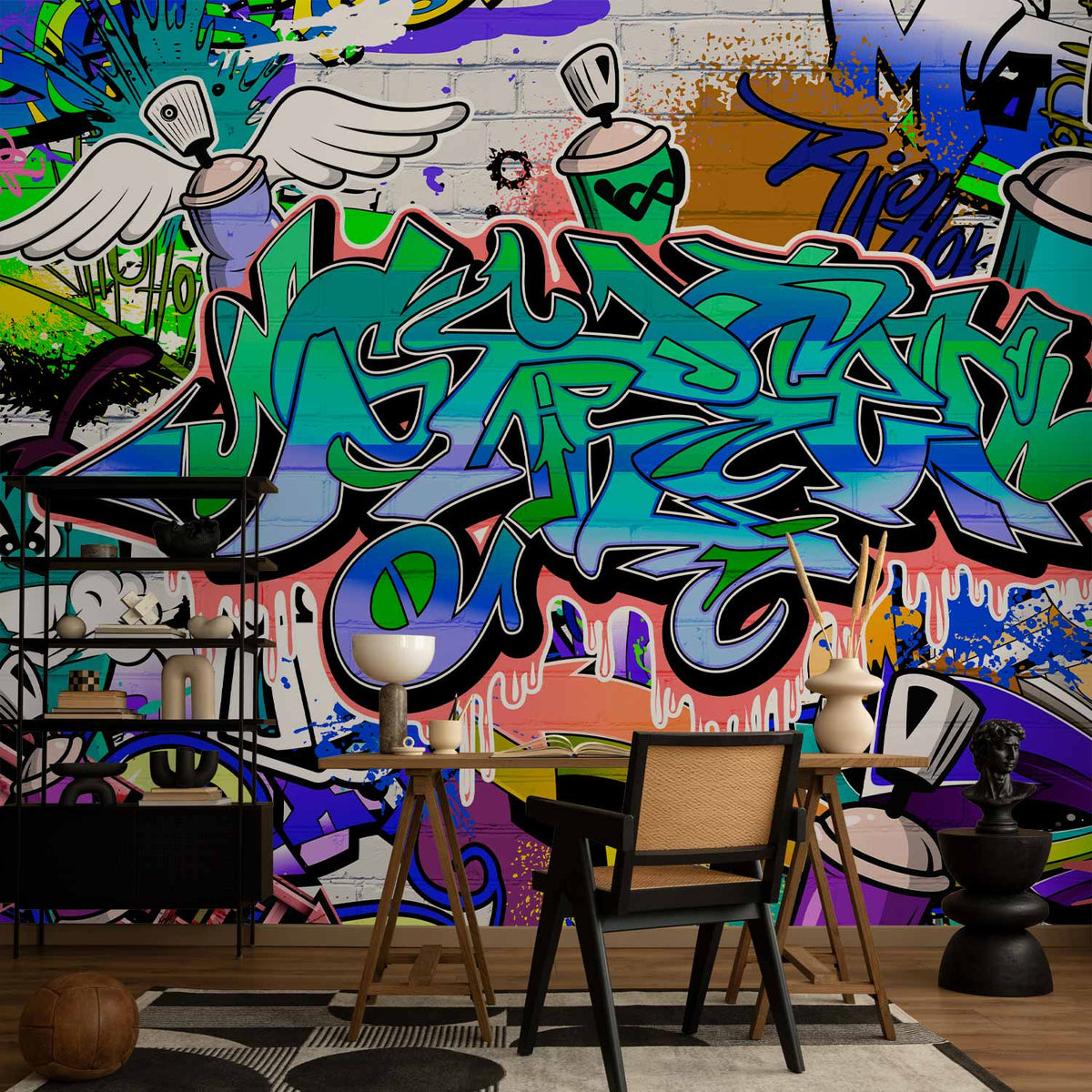 Fotobehang Graffiti: blue theme