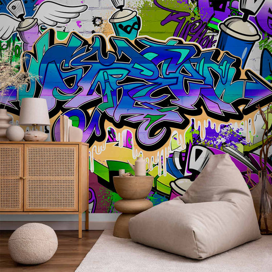 Fotobehang Graffiti: violet theme