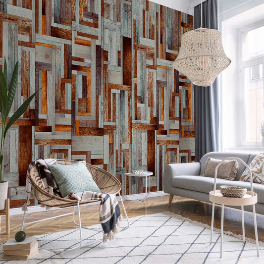Behang Houten Doolhof — sfeerfoto 1
