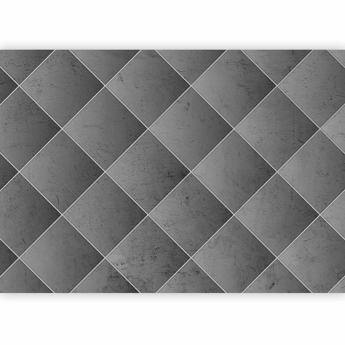 Fotobehang Grey symmetry - geometric concrete pattern with white joints