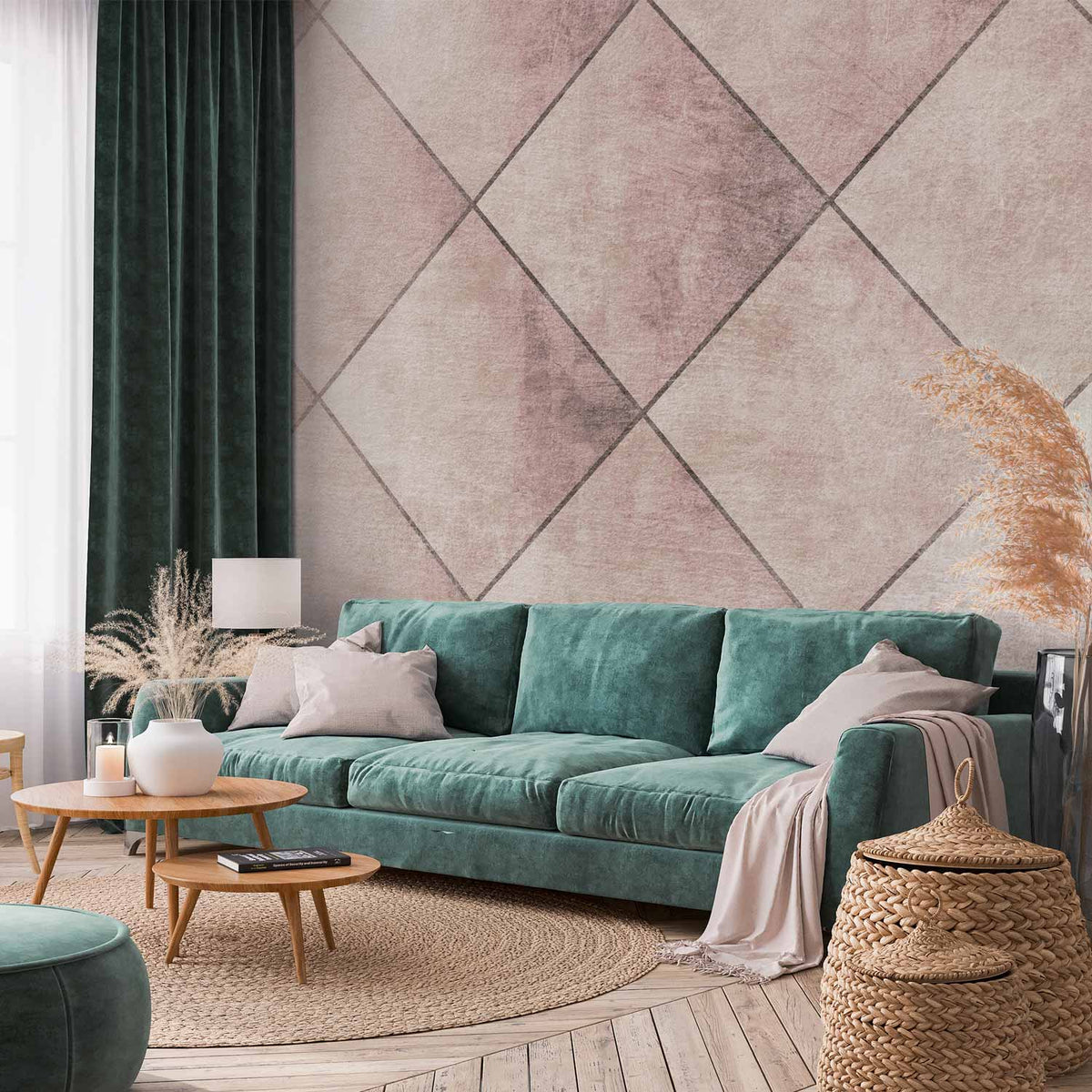 Fotobehang Perfect cuts - geometric symmetrical tiled pattern with pattern