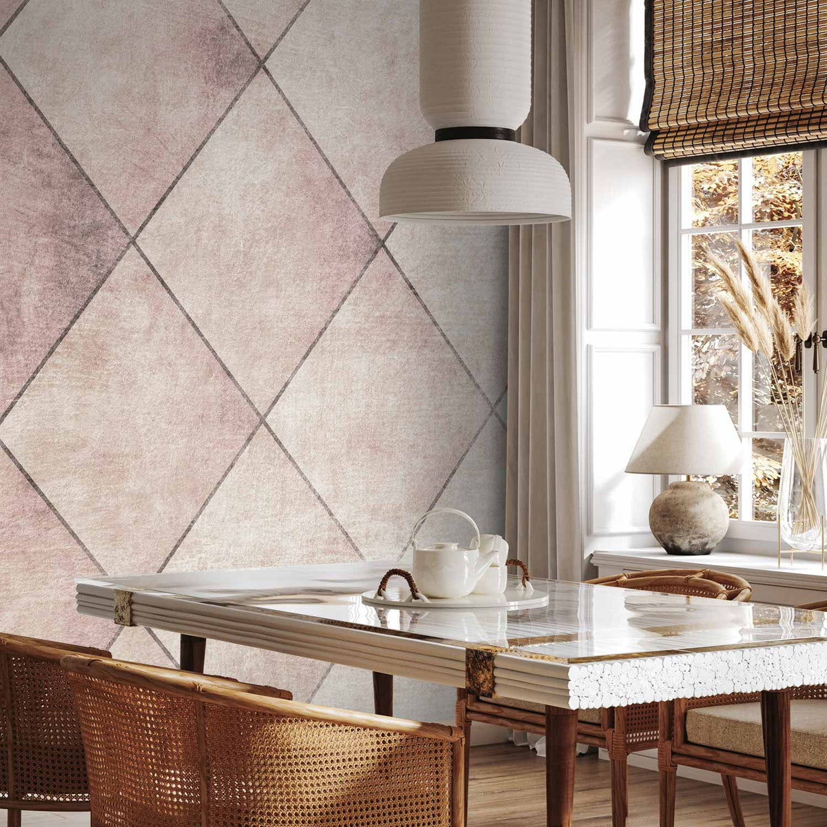 Fotobehang Perfect cuts - geometric symmetrical tiled pattern with pattern