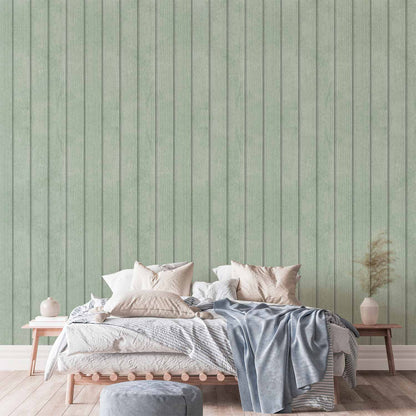 Behang Zachtgroen Hout — sfeerfoto 3