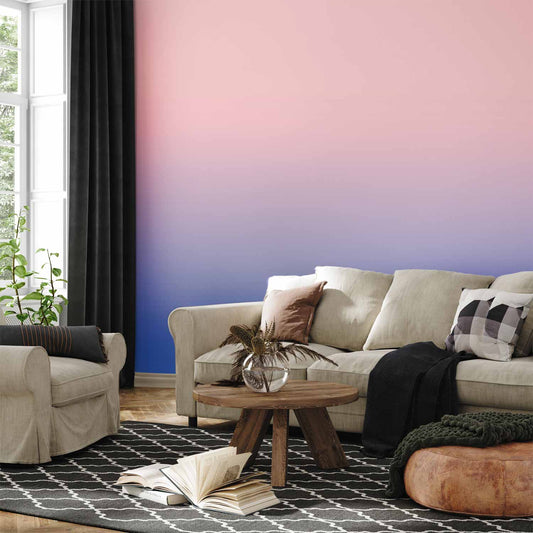 Fotobehang Pink Dawn - Gradient Background from Pink to Cool Blue