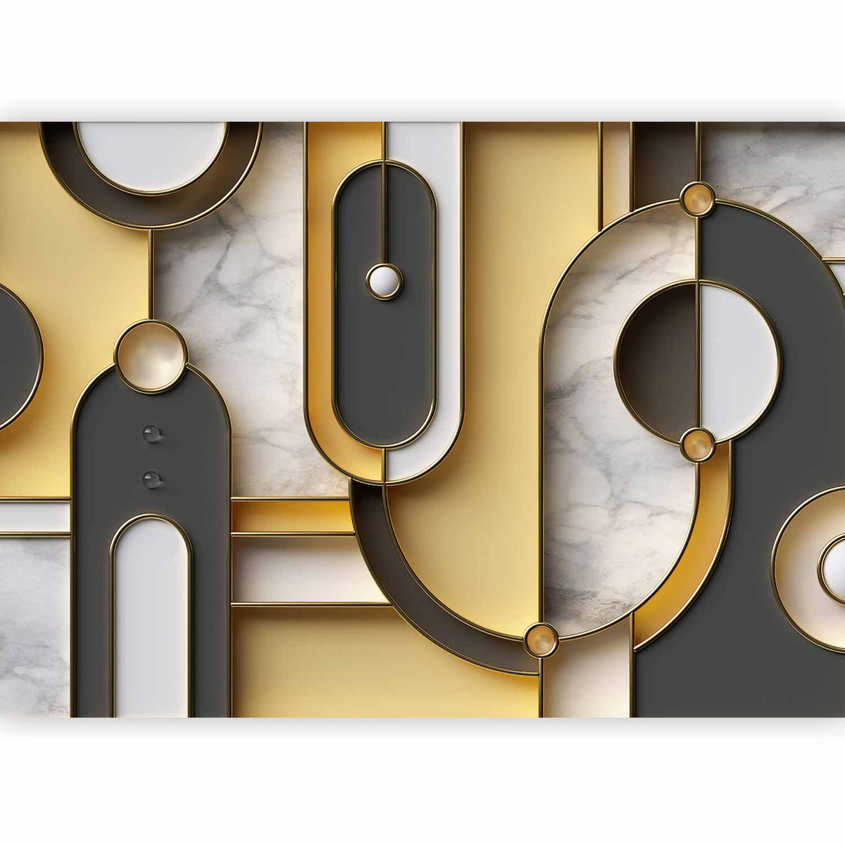 Fotobehang Gold-marble Geometric Pattern