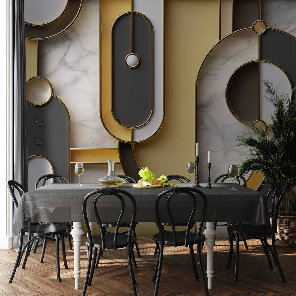 Fotobehang Gold-marble Geometric Pattern